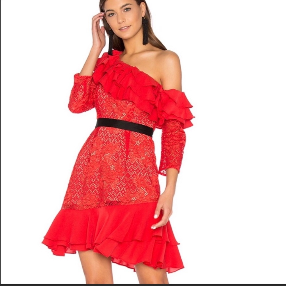 For love and lemons red lace dress